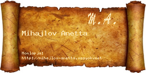 Mihajlov Anetta névjegykártya